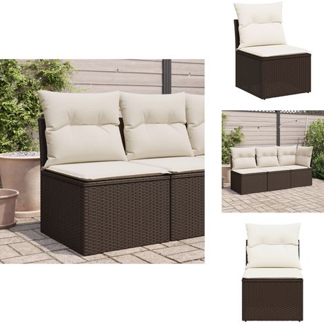 Canapé de jardin sans accoudoirs coussins brun résine tressée - Canapé De Jardin - Salon De Jardin - Mobilier De Jardin - Résine Tressée - Rotin Artificiel (1/5)