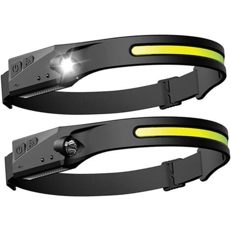 Set mit 2 LED-Stirnlampen mit integriertem Akku, USB-aufladbarer Taschenlampe, 5 Beleuchtungsmodi, wetterfestem Bewegungssensor (1/5)