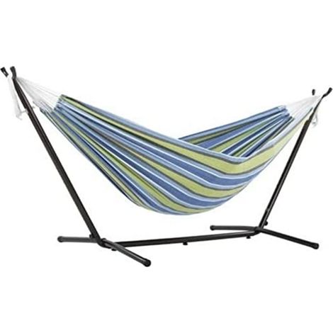 Vivere UHSDO8-24 Amaca con Supporto Brasiliana, Cotone, 250 cm, Portata 200 kg Borsa da Trasporto inclu, Oasi Doppia, Oasis (1/4)