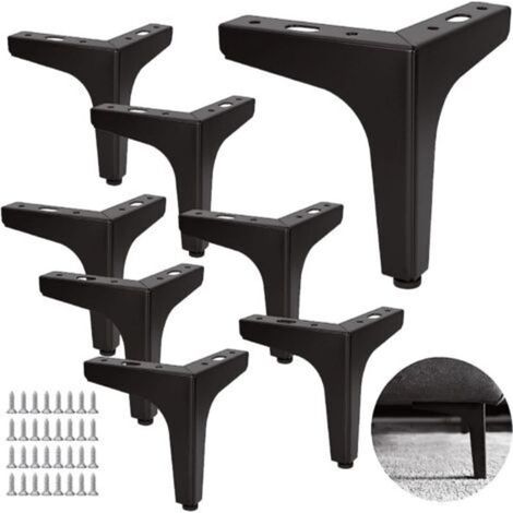 Set of 8 Metal Sofa Legs, 13 cm, Metal Coffee Table Legs, Load Capacity Up to 600 KG, Black Furniture Legs, Wrought Iron Table/Sofa Support (1/5)