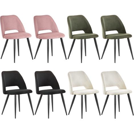 Chaise salle à manger - WAFTING - Lot de 8 - Velours rembourrée - Multicolore - Pieds métal (1/5)
