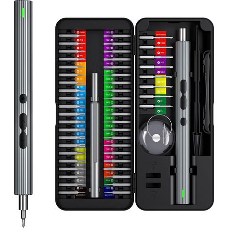 58 en 1 Set de Tournevis électrique, Kit de Tournevis Sans Fil Rechargeable, kit D’outils de Réparation de Précision avec 50 Bits, Pour Montres, Téléphones (1/5)