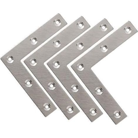 Équerre D'Angle - Acier Inoxydable Brossé - 120 mm x 120 mm - Épaisseur 2 mm - Pour Étagères Armoires Fenêtres - 8 Pièces (1/5)