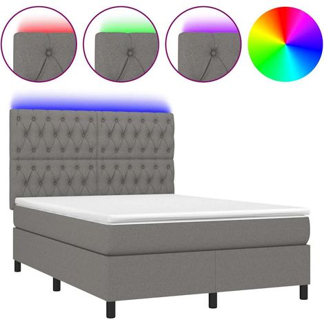 Maison Exclusive - Letto a Molle Materasso e LED Grigio Scuro 140x190cm in Tessuto (1/5)