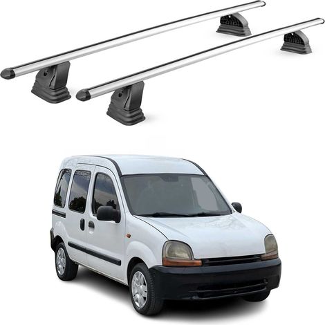 OMAC Barres de toit transversales en aluminium pour Renault Kangoo I 1997-2007 – TÜV / DIN 75302:2019 – Antivol inclus – Charge max 75 kg – 2 barres – Gris (1/4)