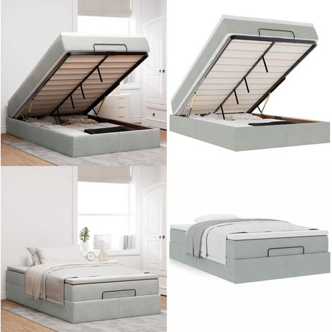 vidaXL Ottomanische Bett mit Matratze Hellgrau 120x190 cm Samt (1/5)