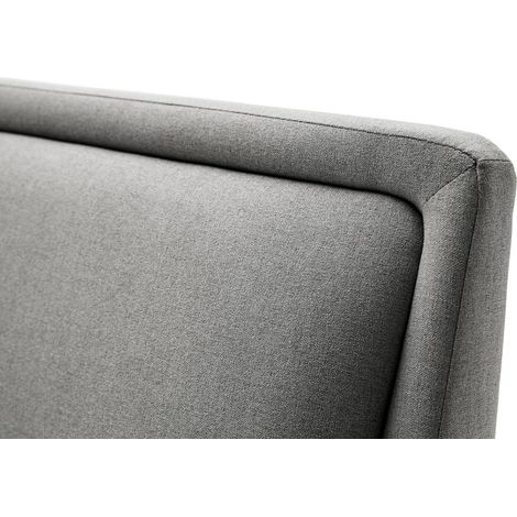 Meise Möbel Polsterbett Frieda 140x200 cm Bettgestell Kopfteil glatt Webstoff Hellgrau Holzfuß schwarz (1/5)