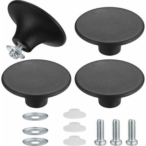 4 Pièces Boutons de Couvercle de Casserole, Boutons de Couvercle de Pot, Poignée Casserole Universelle de Cuisine en Acier Inoxydable Résistant - Noir (1/5)