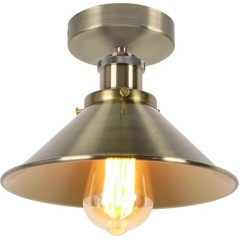 1 Plafonnier Industriel, Métal, Design Vintage, Douille E27, Pour Cuisine, Chambre
