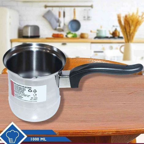 Trade Shop - Caldera De Acero Inoxidable De Acero Inoxidable 300/400 / 500 / 1000ml Con Asa Ergonómica - 1000ml