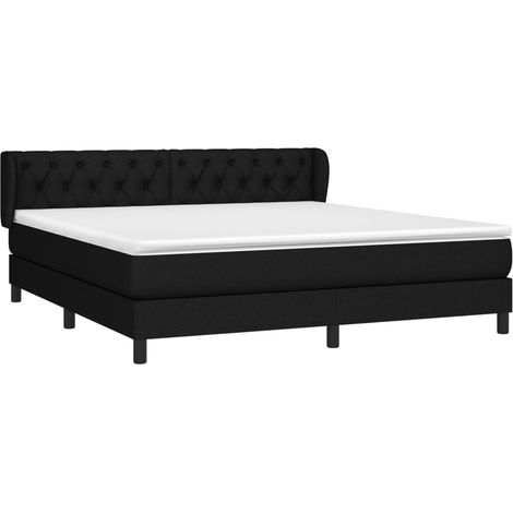 vidaXL Sommier à lattes de lit avec matelas Noir 160x200 cm Tissu (1/5)
