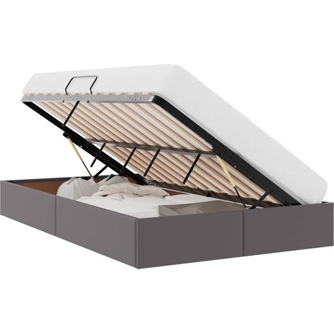 Estructura de Cama Ottoman Gris 120 x 200 cm Cuero sintético vidaXL
