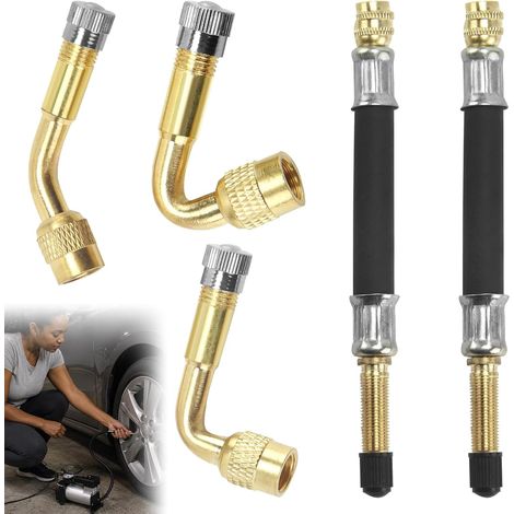 3 Pieces Tyre Valve Extension Extension, 45° 90° 135° Air Tyre Valve Adapter, Brass Valve Extension with 2 Valve Extensions, Tyre Stem Extension Kit for Cars, Motorcycles (1/5)
