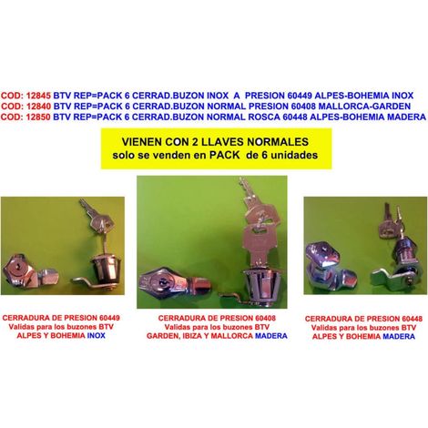 Cassetta postale con serratura a pressione in acciaio inossidabile 60449 Alpes-Bohemia-Aneto Confezione da 6