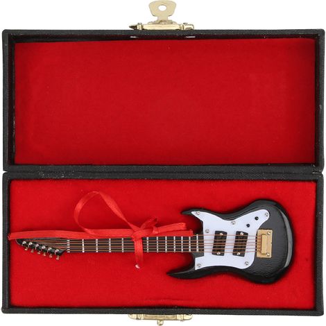 Gitarrenmodell aus Kunststoff, Mini-Musikinstrument, Tischdekoration mit Ständer und Aufbewahrungsbox (1/5)