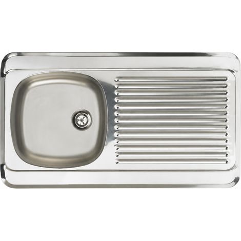 Evier inox à poser 100x60cm 1 cuve 1 égouttoir réversible sans vidage