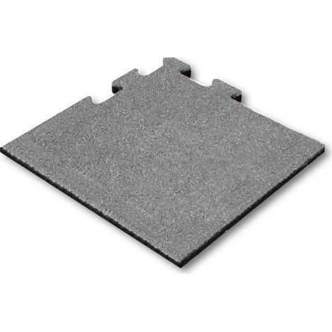 Loseta de caucho 25 mm - 50x50 cm Gris - Pieza de esquina sistema Puzzle (1/2)