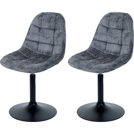[NEUWERTIG] 2er-Set Esszimmerstuhl HHG-837, Küchenstuhl Stuhl Drehstuhl, Stahl MVG Stoff/Textil Chenille (465g/m²) dunkelgrau