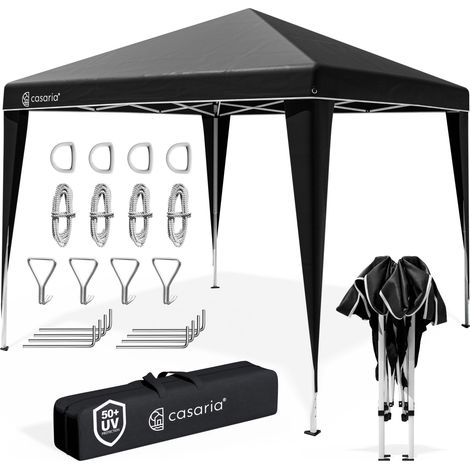 CASARIA® Pavillon Capri 3x3m Pop-Up UV-Schutz 50+ Wasserdicht Winterfest mit Tasche Faltbar Stabil Camping Garten Faltpavillon Partyzelt schwarz