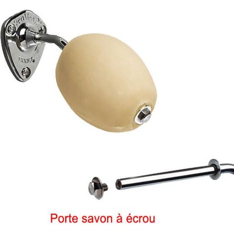 Savon rotatif au lait d'amande avec porte-savon mural en laiton chromé – Économique et naturel – 10,6 cm x 6,5 cm x 7,6 cm – Provendi (1/5)