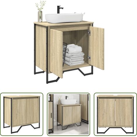 Badmöbel -  Waschbeckenunterschrank Sonoma-Eiche 60x35x60 cm Holzwerkstoff