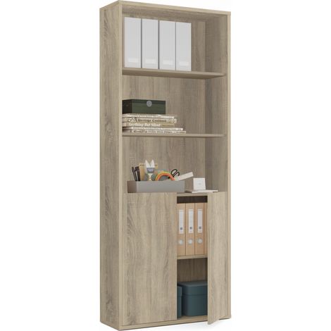 Estantería-1 dos puertas acabado roble cambrian, 196.5 cm(alto)75.5 cm(ancho)33 cm(fondo).. (1/5)