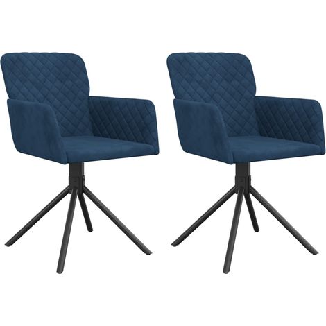 Lot de 2 Chaises pivotantes à manger,Chaise de cuisine Bleu Velours CFW56332 (1/5)