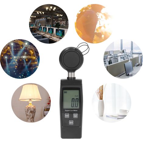 Medidor de luz digital RZ851, medidor de iluminancia portátil, medidor de distancia digital para lámparas, agricultura, minería, laboratorio, oficina, ABS negro (1/5)