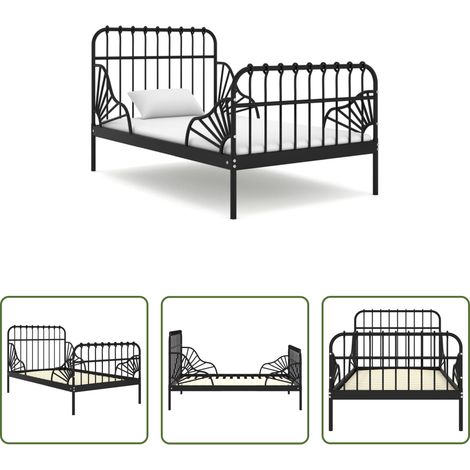 vidaXL Schlafzimmerbetten - Ausziehbett Schwarz Metall 80x130/200 cm (1/5)