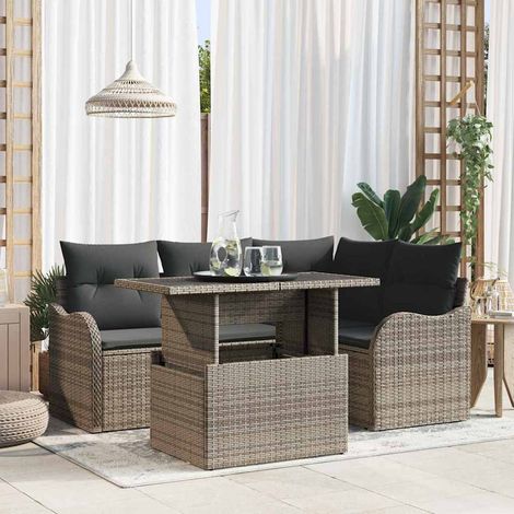 Set Divano da Giardino 5 pcs Grigio Rattan in Polipropilene vidaXL (1/5)
