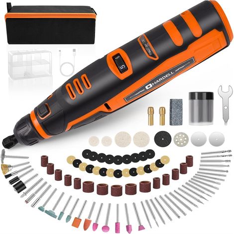 Outil Rotatif Multifonction Sans Fil 12V avec 94 Accessoires, 6 Réglages de Vitesse (5000-30000 tr/min) Gravure, Polissage, Ponçage, Perçage, Meulage, Coupe et Bricolage, Avec Sac de Rangement (1/5)