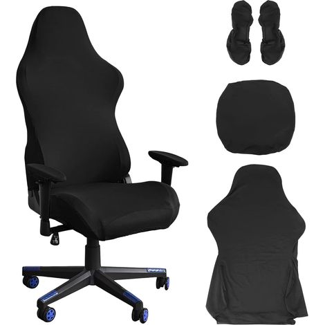 Gaming-Stuhlbezug, Bürostuhlbezug, schwarz, dehnbarer Computer-Gaming-Stuhlbezug, Stuhlbezug im Racing-Stil, schwarz