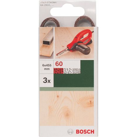 Bande abrasive pour Ponceuse Grain 60 6 x 451 mm Bois 3 pièces (1/2)