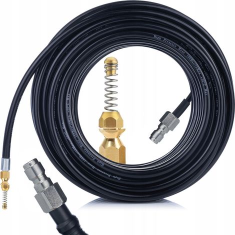 Tubo Flessibile per Pulizia Fognature 30 m – Attacco 1/4" QC  Ugello a Molla in Ottone  Resistente Fino a 60°C