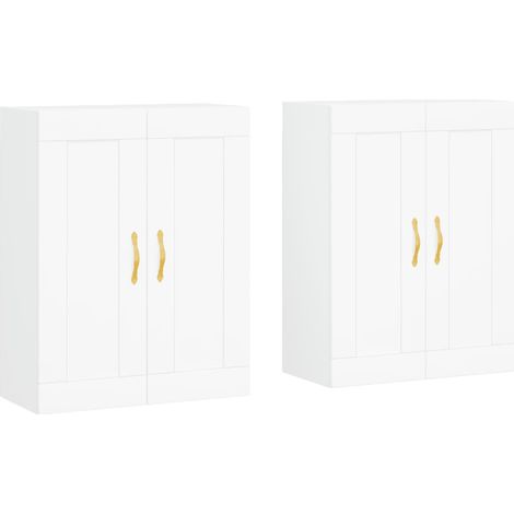 2 pcs Buffet,Bahut, Armoires murales blanc bois d'ingénierie CFW33105 (1/5)