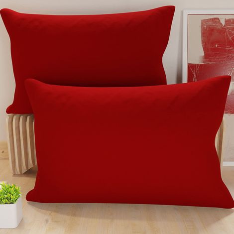 Lot de 2 Taies d'oreiller de Lit 50x70 cm, Housses de Coussin Unies Couleur Bordeaux, Taie Oreiller 100% Microfibre Hypoallergénique