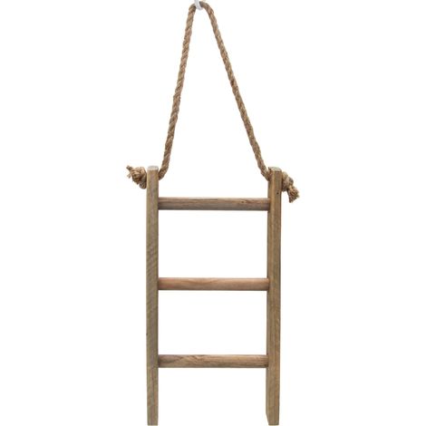 Holz Dekoleiter mit 3 Sprossen Landhaus Design - 40 x 20 cm - Mini Holzleiter natur zum Hängen oder Hinstellen