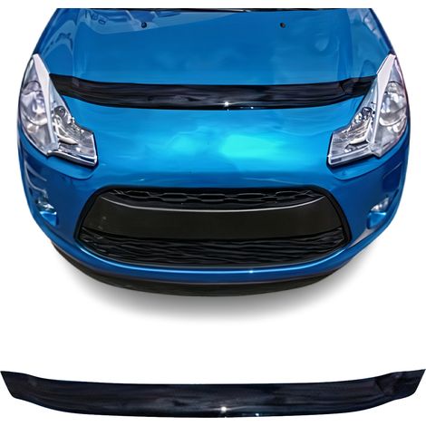 Deflecteurs d'air capot de voiture Protection pour Citroen C3 II 2009-2016 5porte Acrylique foncé Noir (1/5)