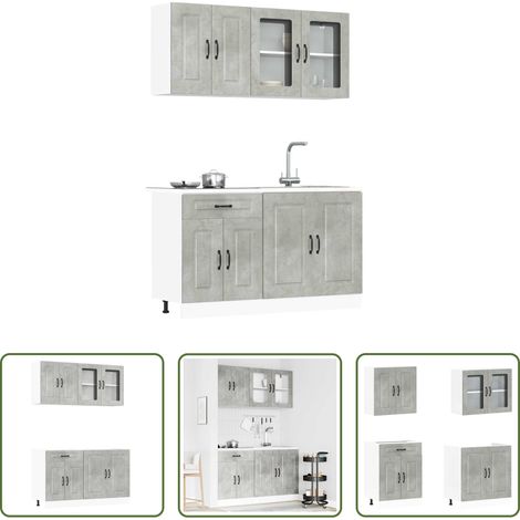 Küchenschränke -  4-tlg. Küchenschrank-Set Kalmar Betongrau Holzwerkstoff (1/5)