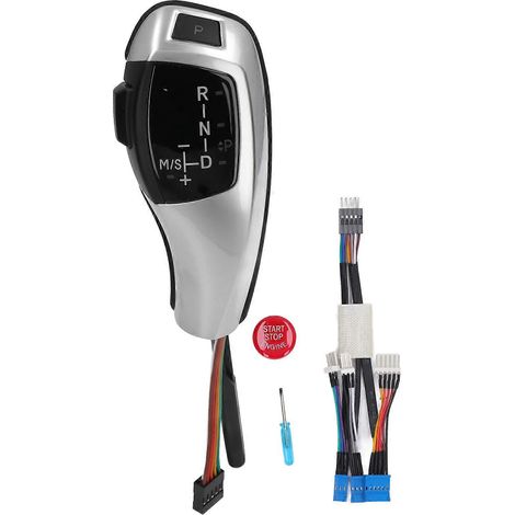 Kit de actualización de pomo de palanca de cambios LED con botón de arranque/parada del motor para E61 E60 E46 LHD color plata (1/5)