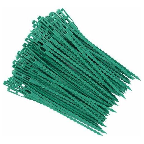 Confezione da 100 tutori per pomodori, con cinghie regolabili e fascette fermacavo, in plastica, per giardinaggio domestico (17,5 cm). - AquaForge (1/4)