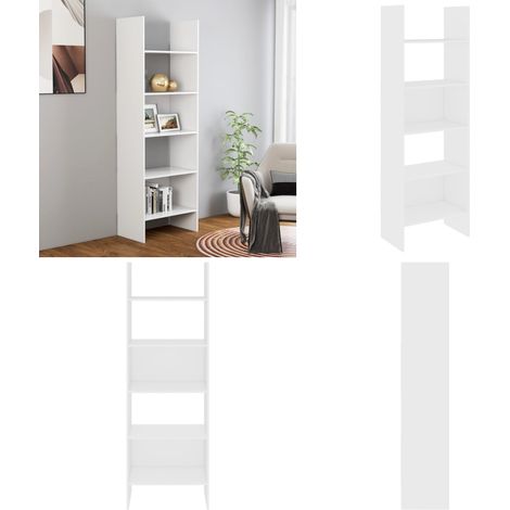 Bibliothèque Blanc 60x35x180 cm Bois d’ingénierie - Bibliothèque Blanche - Bibliothèque Design - Bibliothèque Murale - Étagère Bibliothèque - Meuble Rangement - Home & Living (1/5)