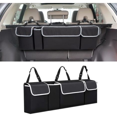 Organiseur de coffre de voiture pliable en tissu Oxford 600D étanche pour coffre de voiture avec autocollant magique, organiseur étanche pour coffre de voiture (noir) (1/5)