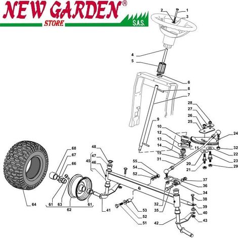 Esploso sterzo trattorino SD98 XD140HD ricambi CASTELGARDEN 2002-13 10 PIGNONE