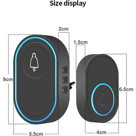 Sonnette 433 MHz avec carillon de bienvenue, voyant LED clignotant, alarme de sécurité, prise UE-AquaForge
