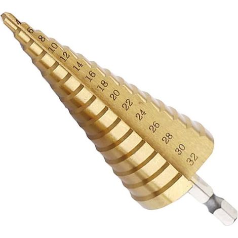 1/4" Hexagone Tige 4-32mm Titane Enduit Spirale Rainurée HSS Perceuse pour Plastique, Bois, Métal Multi-Trou Conique (1/5)