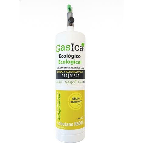 Gasica D2 PRO 400g  Sustituto R134a R12  Sella Fugas y Trazador Verde  Gas Ecológico HC  Incluye Válvula 1/4 SAE