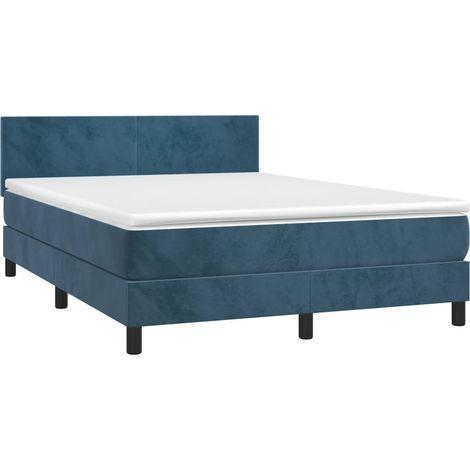 Boxspringbett mit Matratze Dunkelblau 140x200 cm Samt vidaXL