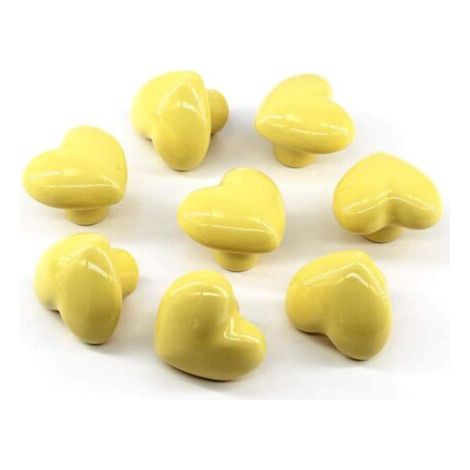 8 Pieces Furniture Handle (Yellow), 40 mm Ceramic Door Knob with Screws, Rose Drawer Knob, Modern Cabinet Door Knobs for Bathroom Kitchens (1/5)