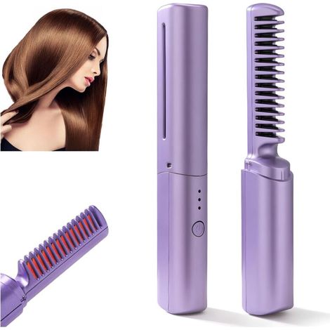 Mini-Haarglätter, wiederaufladbar und kabellos, tragbare Haarglättungsbürste mit Negativ-Ionen für Frauen, leicht und kompakt für Reisen